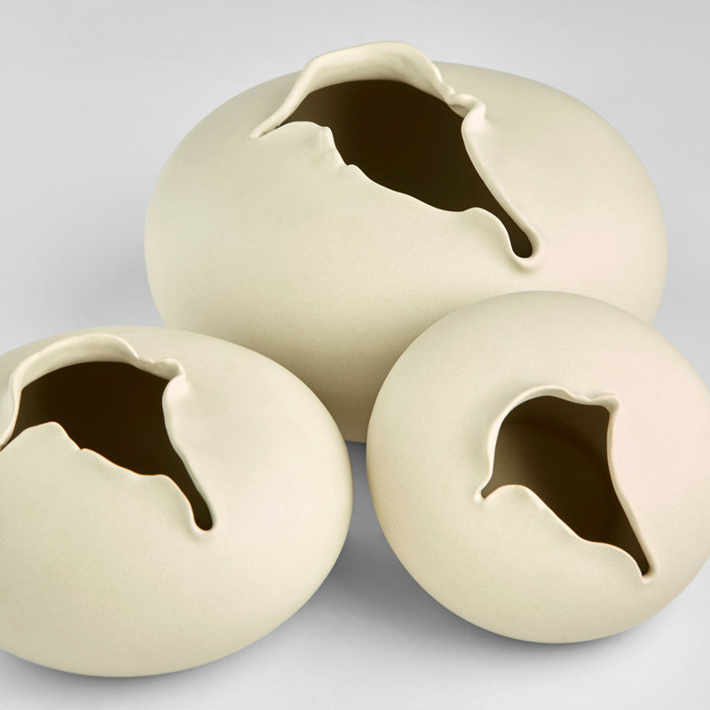 Tambora Handmade Ceramic / Porcelain Table Vase, 6.25" H x 10" W x 10" D