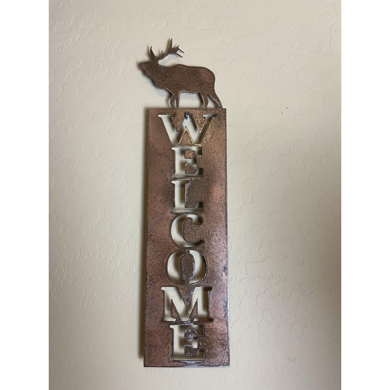 Panneau de bienvenue en métal wapiti