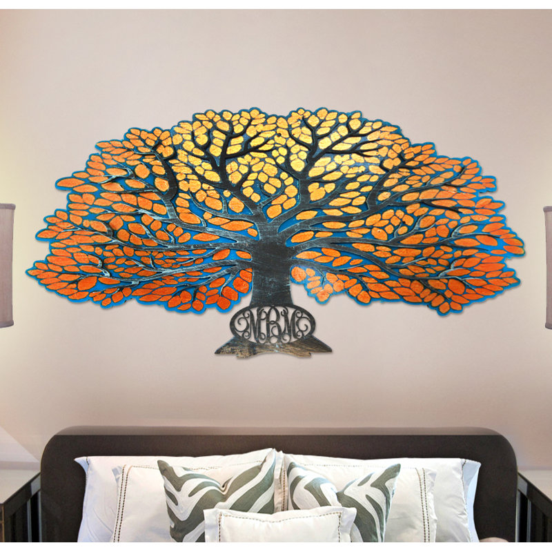 Décoration murale arbre en bois «Tree of Life» à 3 lettres, H 9 po x l 12 po, Oui