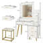 Ensemble de coiffeuse blanche avec 9 ampoules DEL, tabouret rembourré, 3 tablettes de rangement et 4 tiroirs