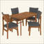 Ensemble de table de salle à manger Farmhouse pour 4 personnes, table de cuisine en bois et 4 chaises rembourrées avec structure en bois d'hévéa robuste, siège rembourré, dossier incurvé, ensemble de coin-repas peu encombrant pour la salle à manger-1552228183