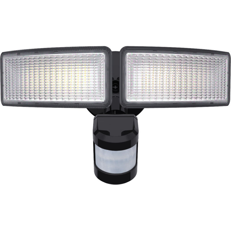24-Watt 2-Light 150-Degree Black 3000K Motion Activated Outdoor Integrated LED Square Adjustable Flood Light