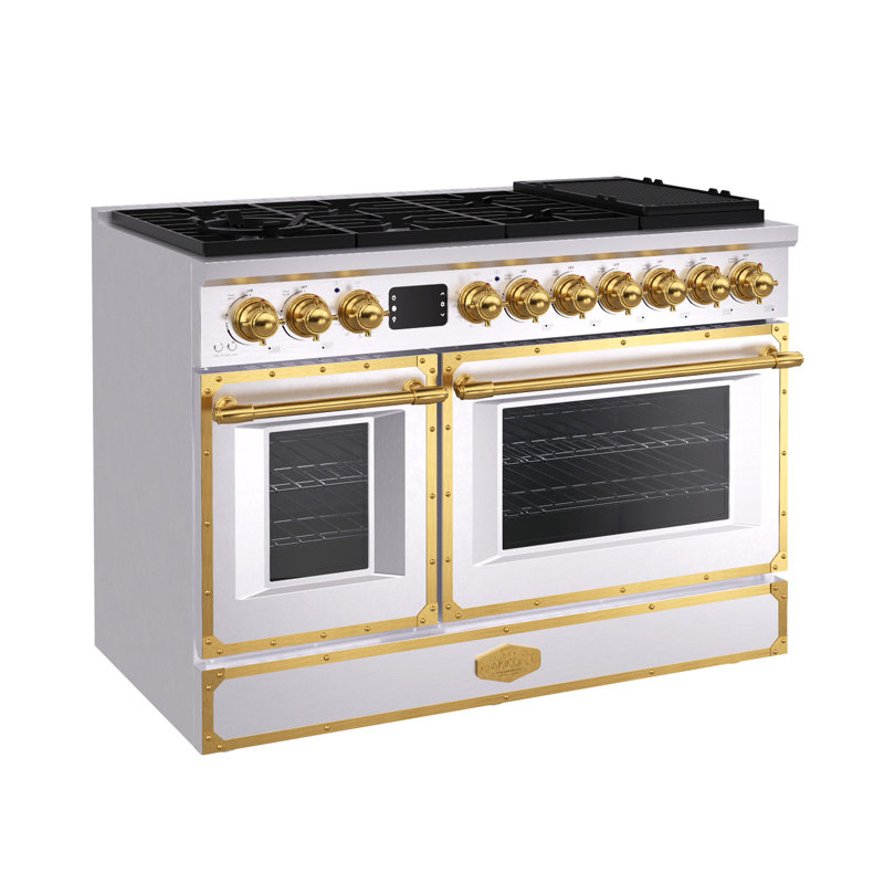 Akicon Freestanding Gas Cooktop Oven Combo, Features Sealed Burners, Rapid Convection Oven, Convertible Fuel (NG/LP), Durable Cast Iron Grating (BSGBGGA1)