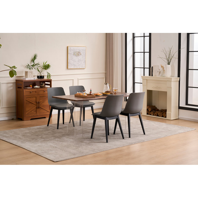 Chaise de salle à manger, ensemble de 4 chaises de salle à manger de cuisine modernes, chaises d'appoint de salle à manger rembourrées en plastique avec pieds en plastique