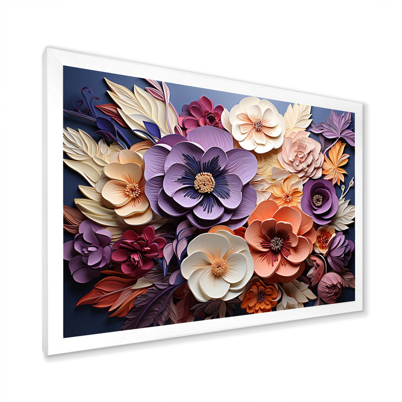 «Mauve et pêche», reproduction d'art sur toile, H 12 po x l 20 po x P 1 po, Cadre photo blanc