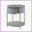 Table basse grise très brillante avec pieds chromés - rangement peu encombrant Design moderne