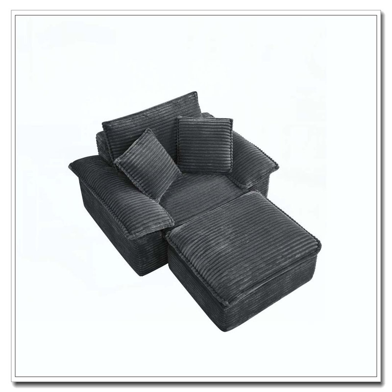 Fauteuil surdimensionné et demi 47 po, Gris