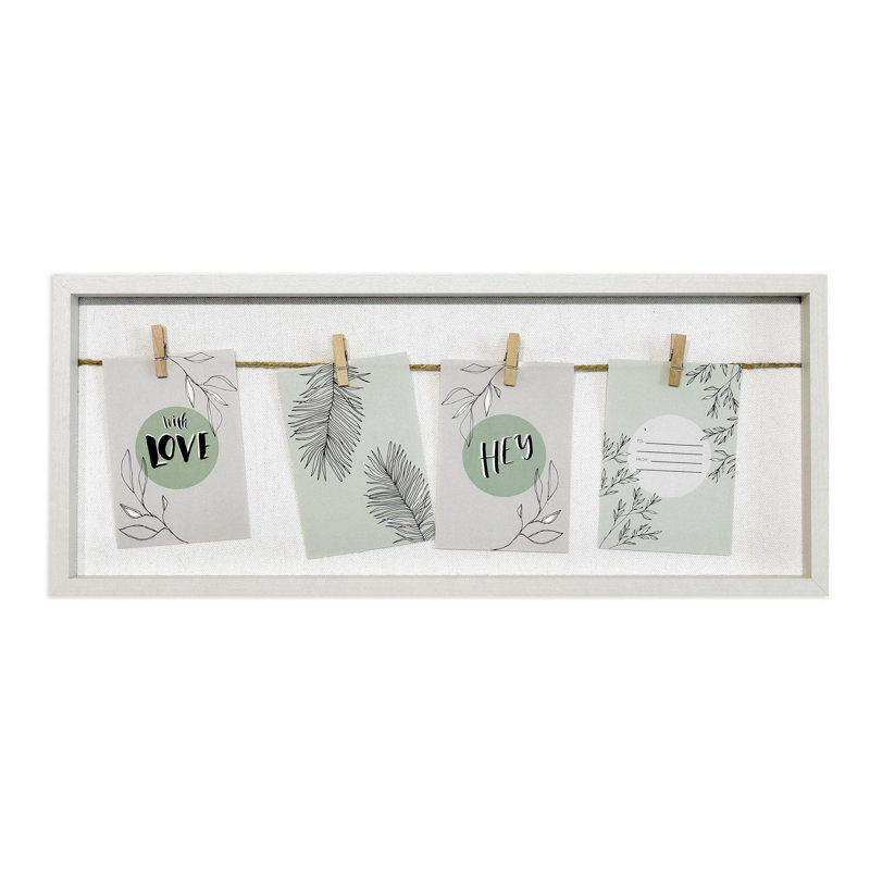 Raffield Collage Picture Frame for 4 Photos 9x13cm with Clothesline and 4 Clips