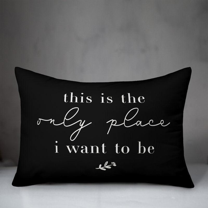 Coussin décoratif intérieur / extérieur en polyester , Noir, H 14 po x l 20 po