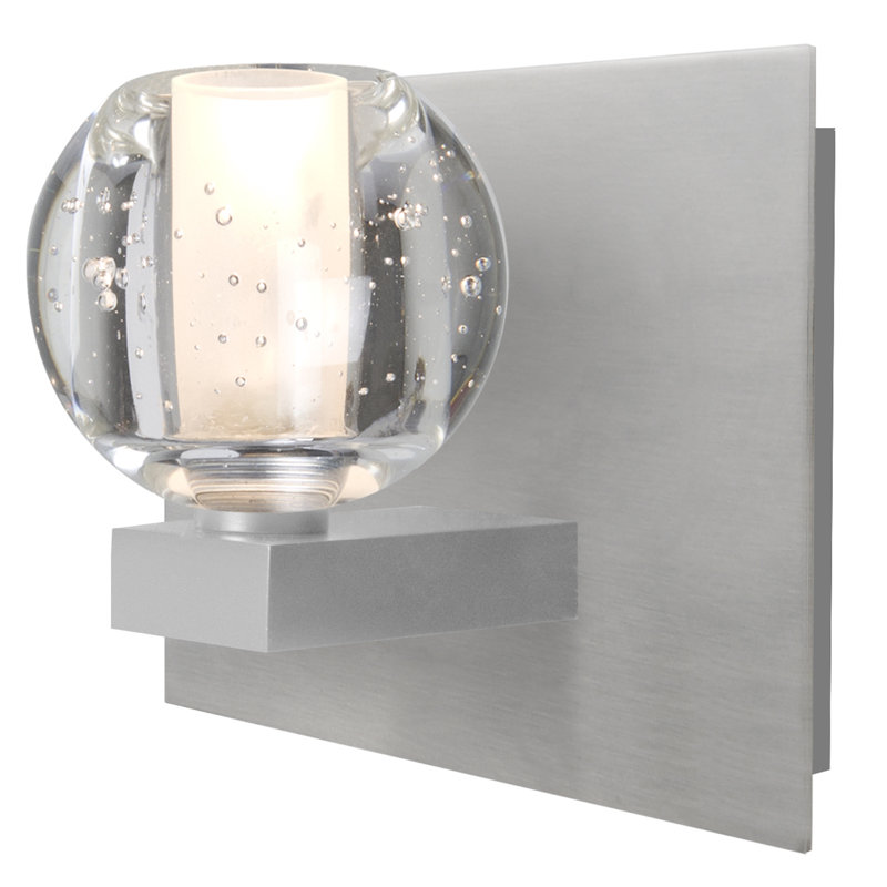 Applique pour salle de bain 1 lumières Dayna, Nickel satiné, Transparent, Halogène