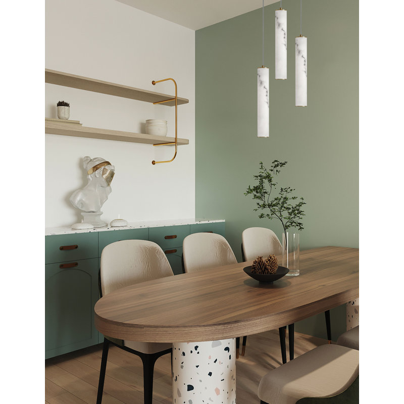 Luminaire suspendu 3 lumières DEL Reuben, Laiton vieilli