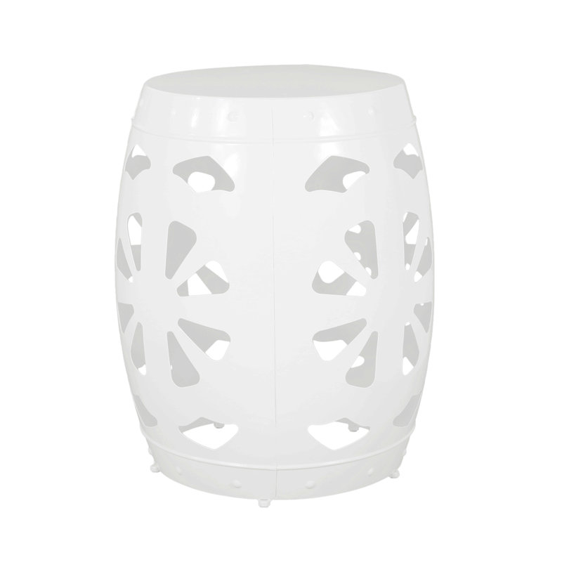 Metal End Table -Large, For Outdoor Space, White