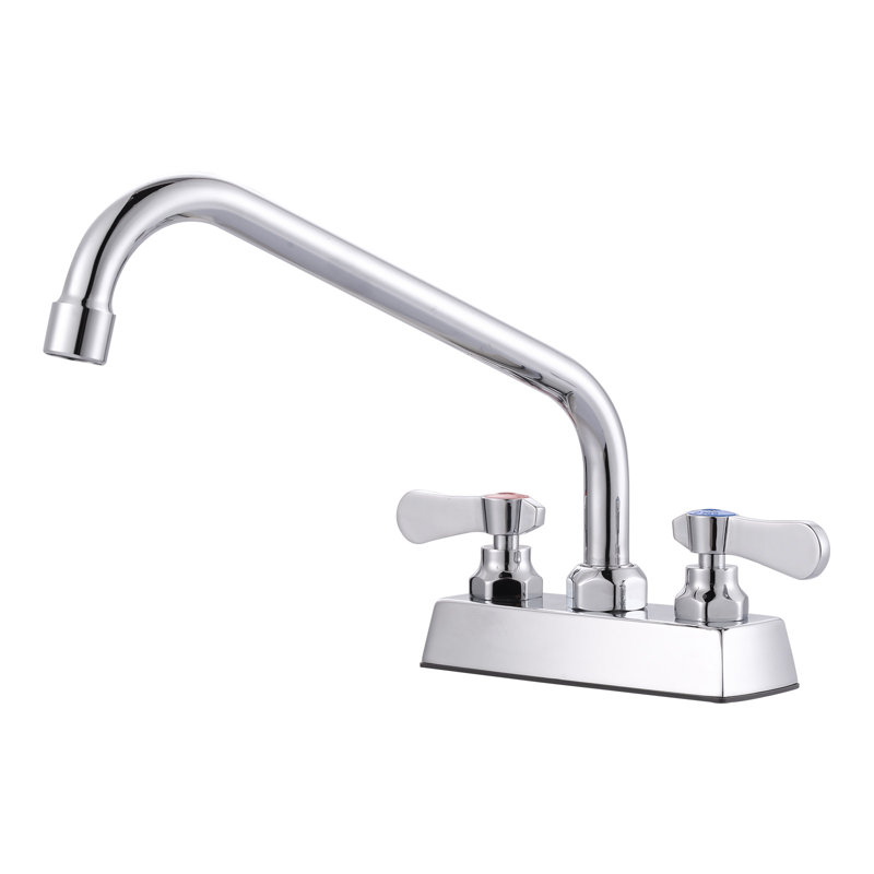 Robinet de lavabo 4 pouces à fixation sur le comptoir avec bec pivotant de 8 po et deux poignées leviers rotatives à 90 °