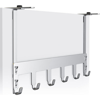 Mauldon Over Door Hook Hanger, Adjustable Over The Door Coat Hanger Rack Storage with 6 Hooks