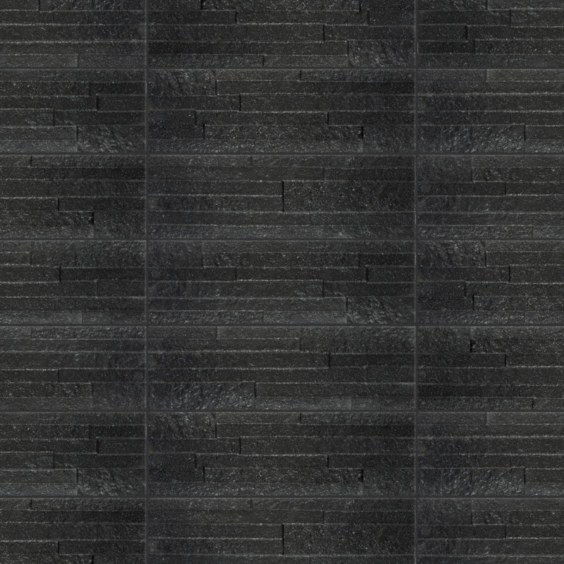 Tikal 7" x 20" Ceramic Stone Look Wall Tile, Black