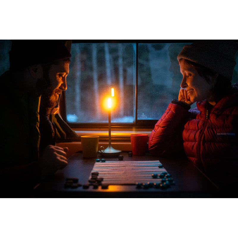 Candle-Inspired Portable Rechargeable Lamp - Wick, Brass, 10.2" H x 4.7" W x 4.7" D