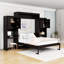 Grand lit escamotable en bois avec tablettes de rangement, armoires et lattes-701847478
