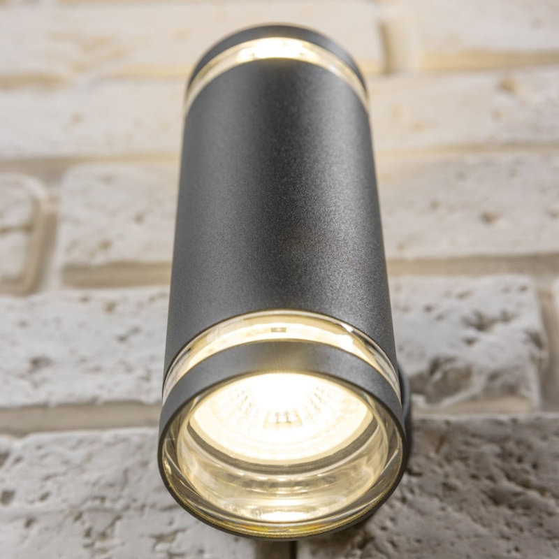 Breckynn 14cm H Outdoor Wall Lantern, Dark Grey
