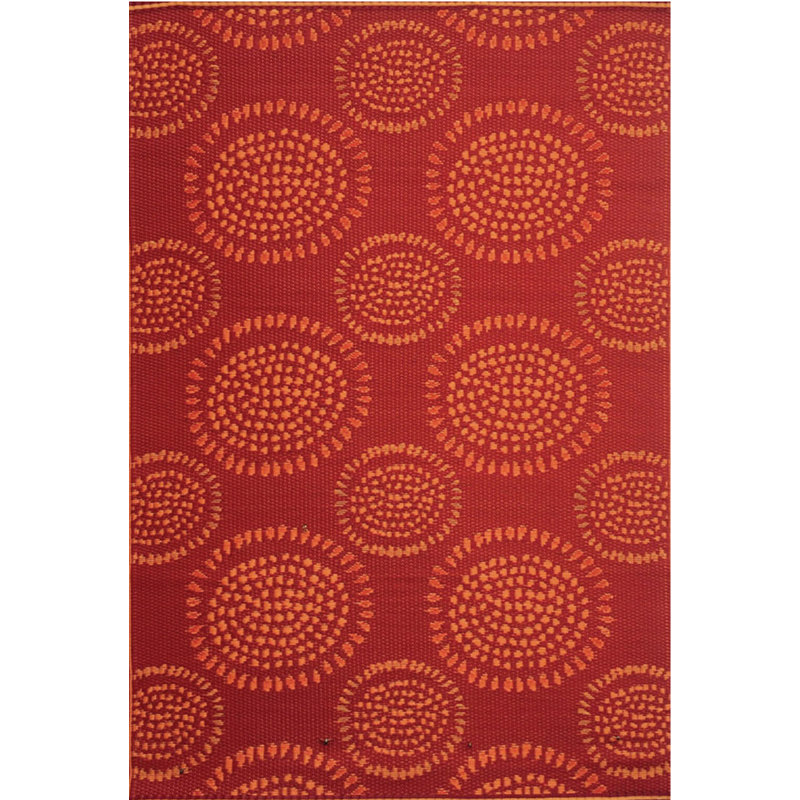 Molly Red Indoor/Outdoor Area Rug - Reversible, UV Resistant, 100% Recycled Material, Rectangle 5' x 8'