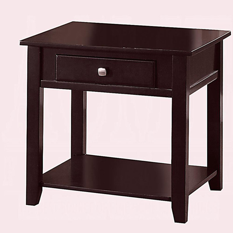 Black side table with a bottom shelf