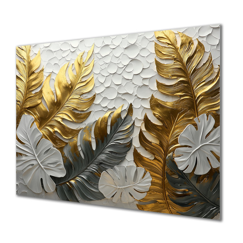 Golden Palms Midnight Collage II - palmiers, impression sur métal, H 12 po x l 20 po