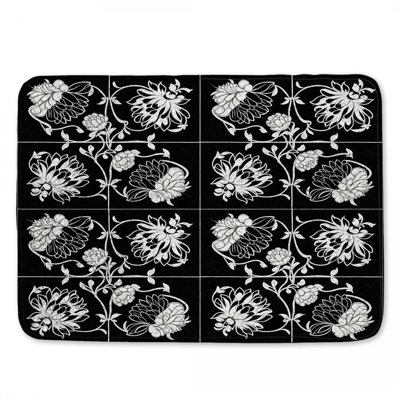 Tapis de bain blanc à motif floral