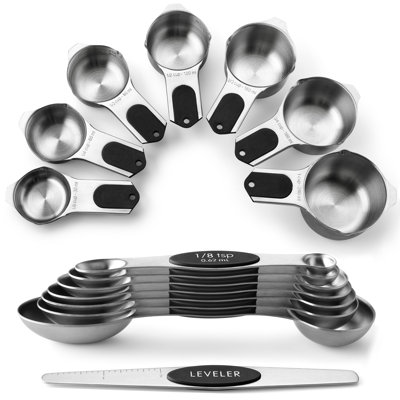 Magnetic Measuring Cups & Spoons Set, Strong Magnets,  Set Of 15