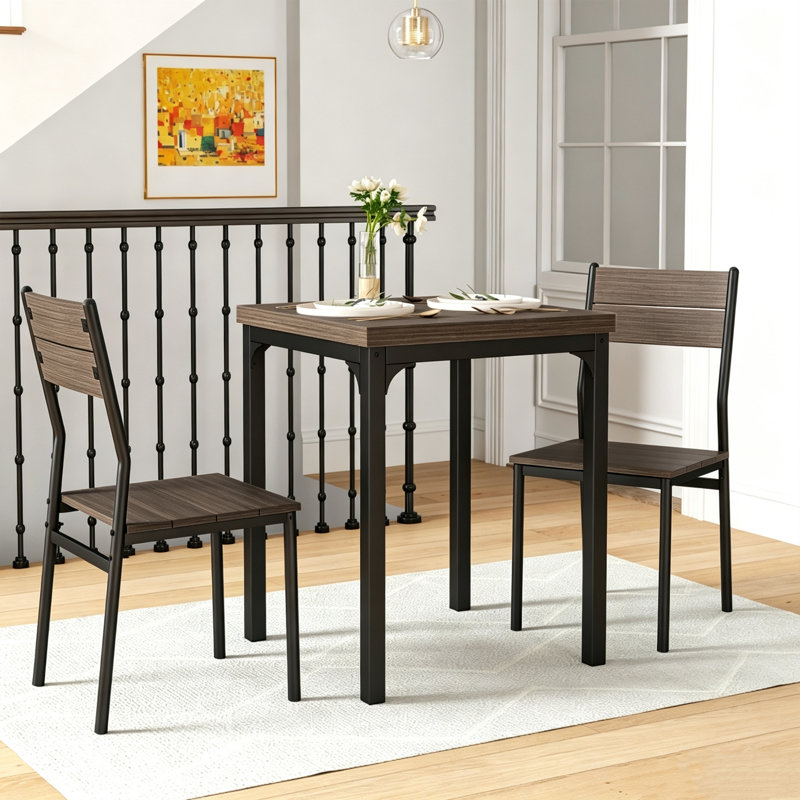Dining Set, Grey, Gray+Black