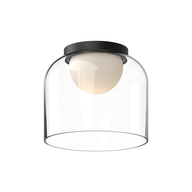 Cedar Glass LED Flush Mount, 7.25" H x 8" W x 8" D, Black