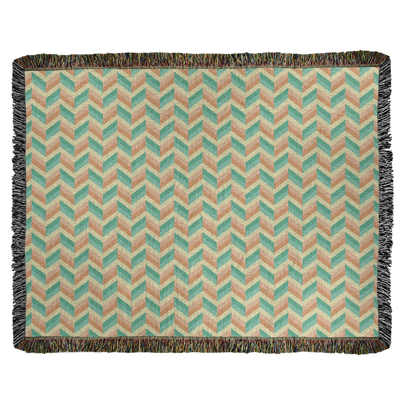 Katelyn Elizabeth Hand Woven Throw Blanket, 50" W x 60" L, Blue/Green/Pink