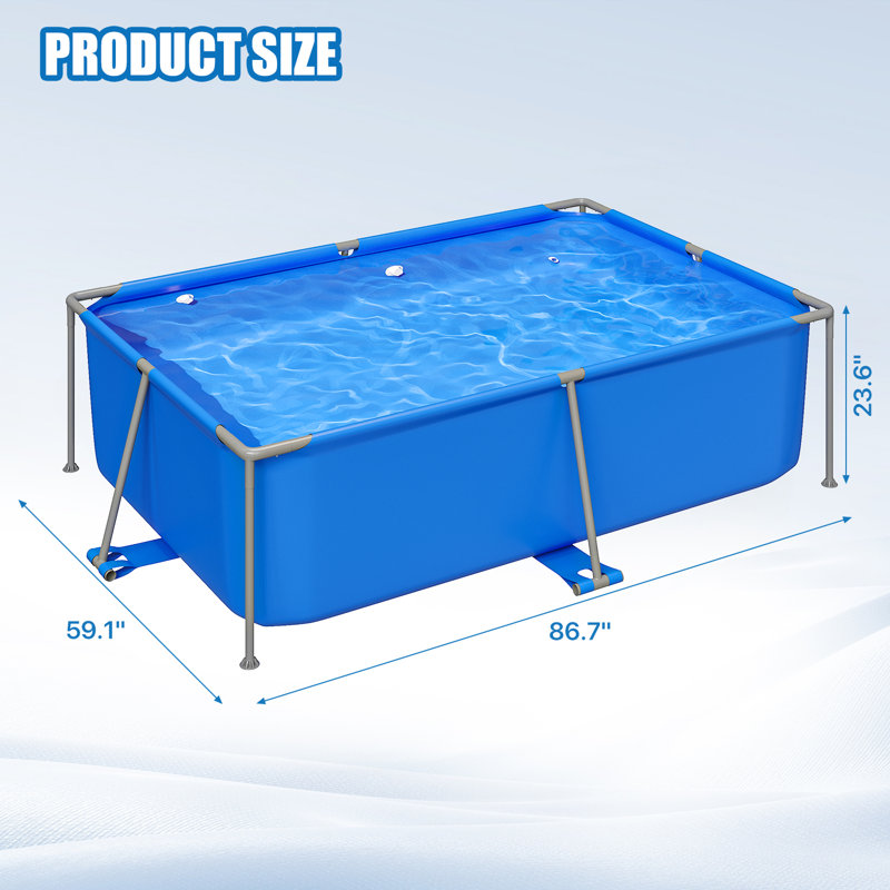Polyvinyl Chloride (PVC) Rectangle Frame Set Pool 220.2cm H x 86.7cm W x 150.1cm L