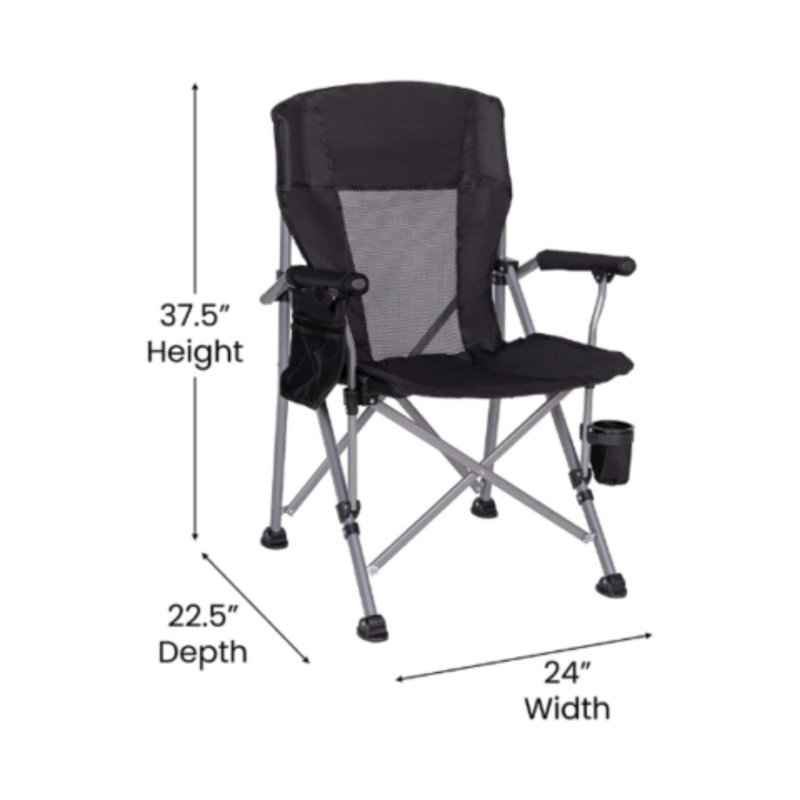 Chaise pliante portative noire extra large