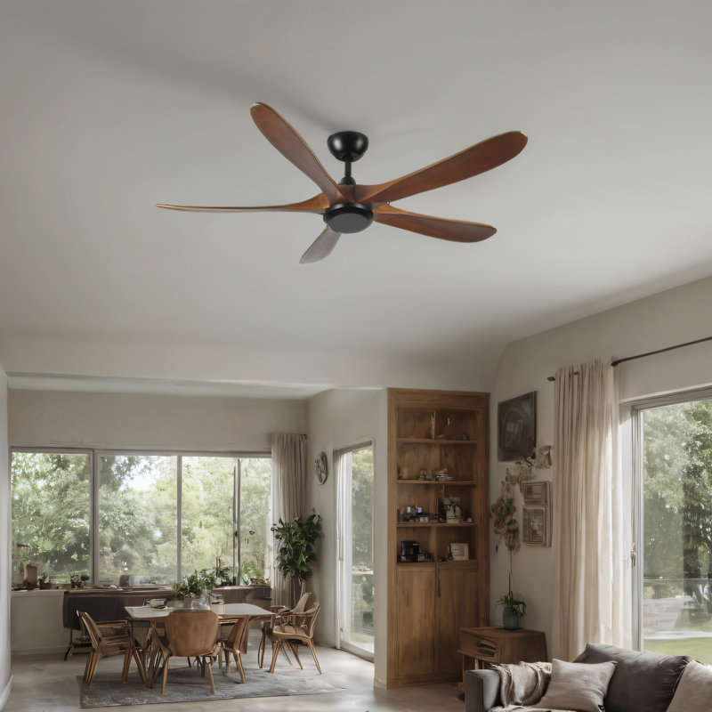 62 Inch wood Ceiling Fan no light with Remote Control, Low Profile Ceiling Fan without Light,Noiseless Reversible DC Motor with Timer