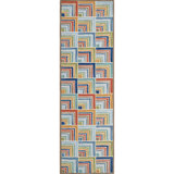 Log Cabin Handmade Hand Tufted Wool Green/Red/Blue Rug