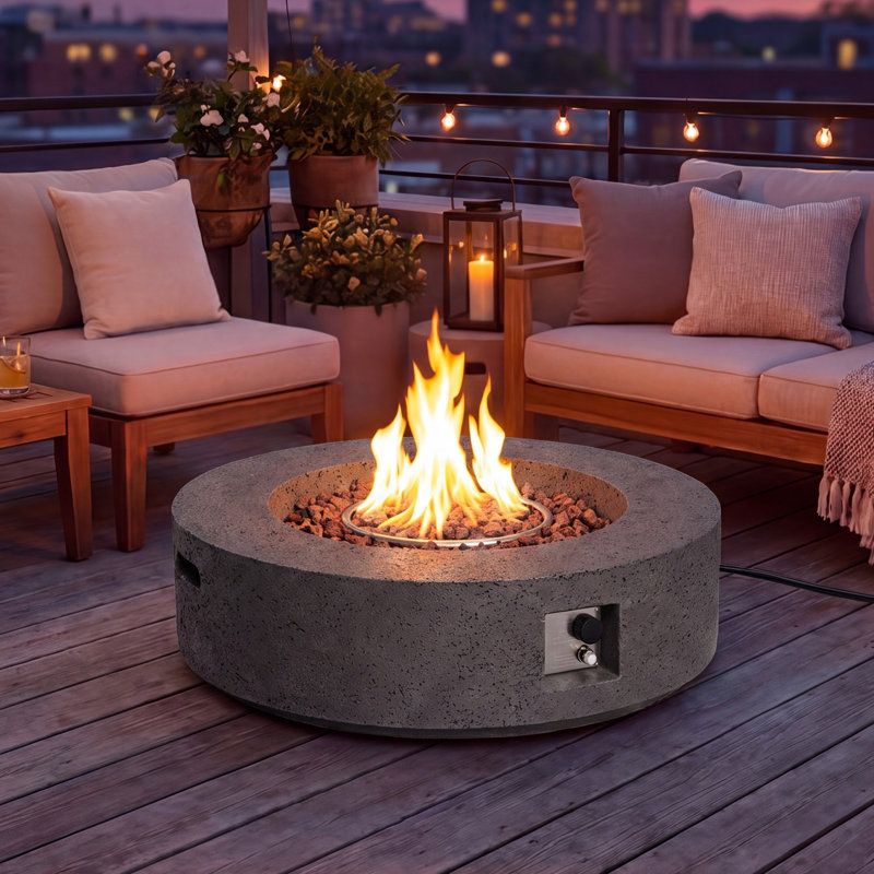 Borgia Concrete Propane Fire Pit Table, Stone Gray
