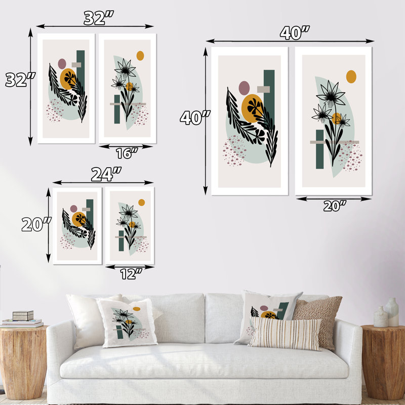 Scandinavian Abstract Minimalistic Geometrics VI - ensemble de 2 impressions, Toile tendue, H 20 po x l 24 po x P 1 po