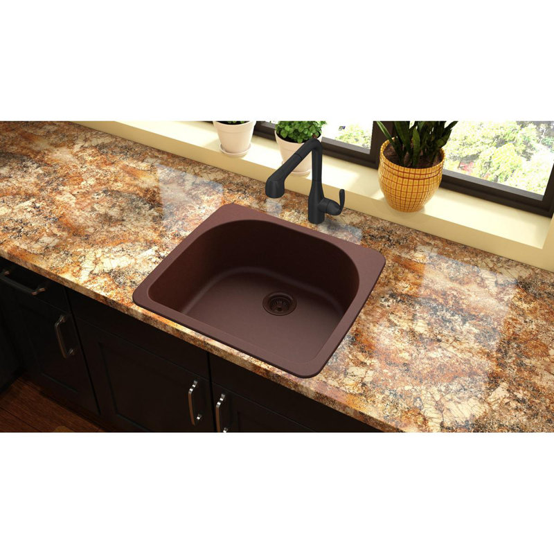 Évier de cuisine à montage sur plan Quartz Classic L 25 po x l 22 po, Pacane