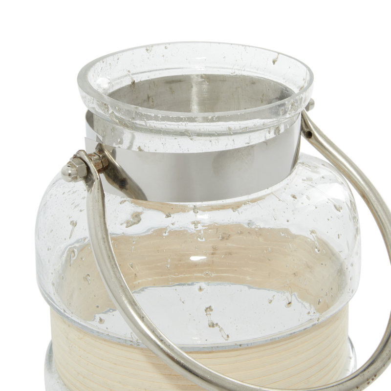 Clear Glass Hanging Candle Lantern with Curved Handle