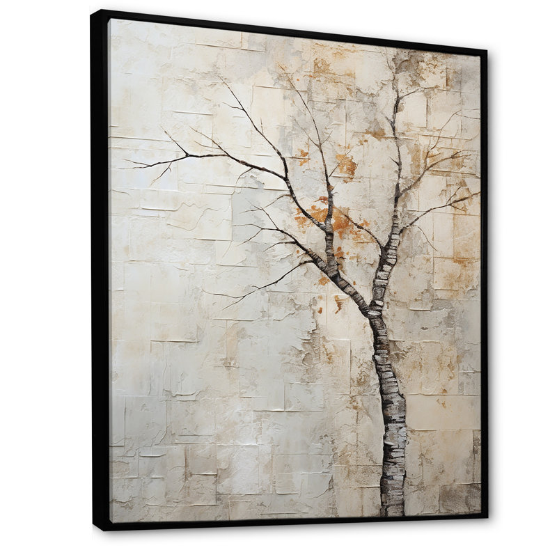 Minimalisme sycomore arbre paysage IV, reproduction sur toile, Cadre flottant noir, H 44 po x l 34 po x P 1,5 po