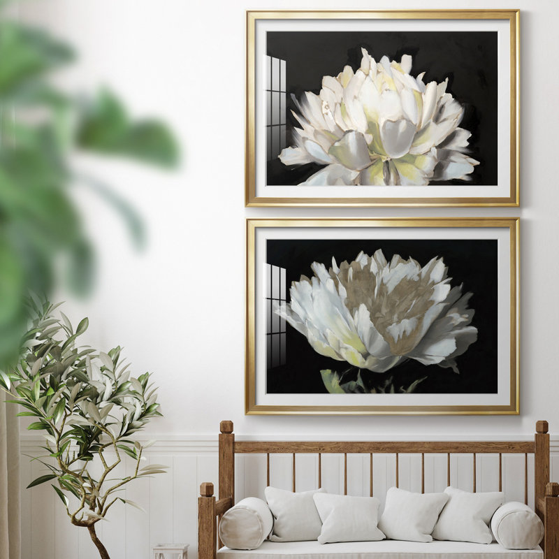«All AFLUTTER», ensemble de 2 reproductions d'art sur toile encadrées, Doré, H 30,5 po x l 42,5 po x P 1,5 po