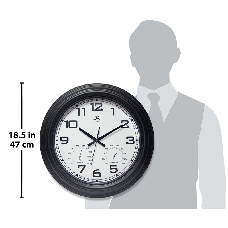 Horloge murale d'extérieur 18,5 po, Noir