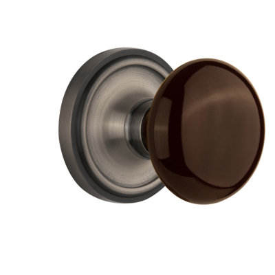 Rosette classique avec bouton de porte en porcelaine brune
