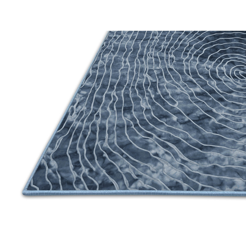 Tapis bleu soyeux et moelleux, Rectangle 4 pi x 6 pi