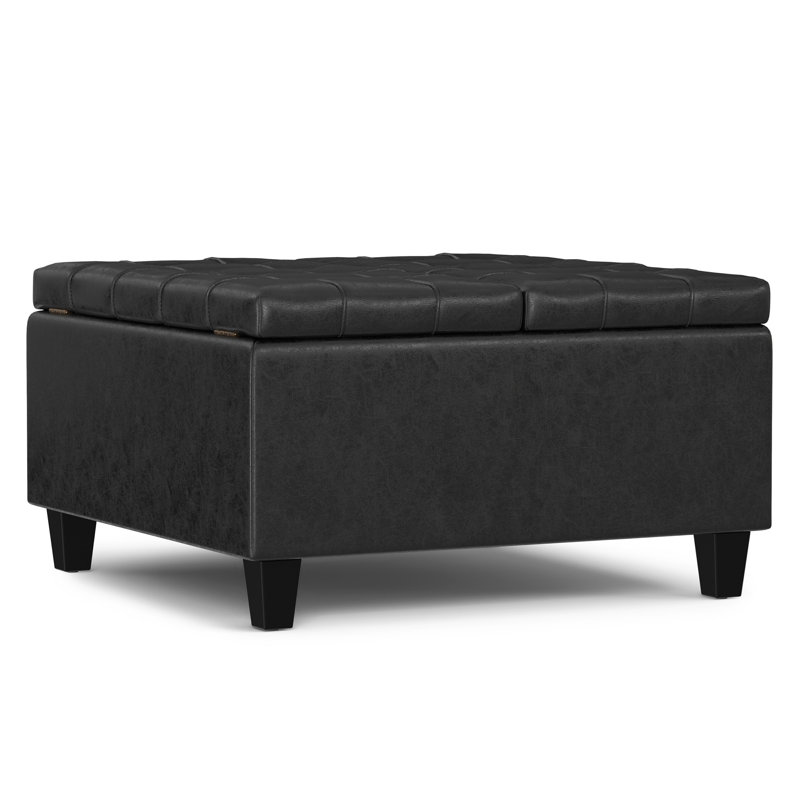 Table basse avec repose-pieds Harrison, H 16,5 po x L 30 po x l 30 po, Noir patiné