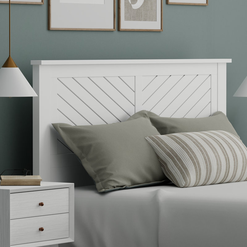 Chalco Solid Wood Headboard With Chamfer, Queen, White