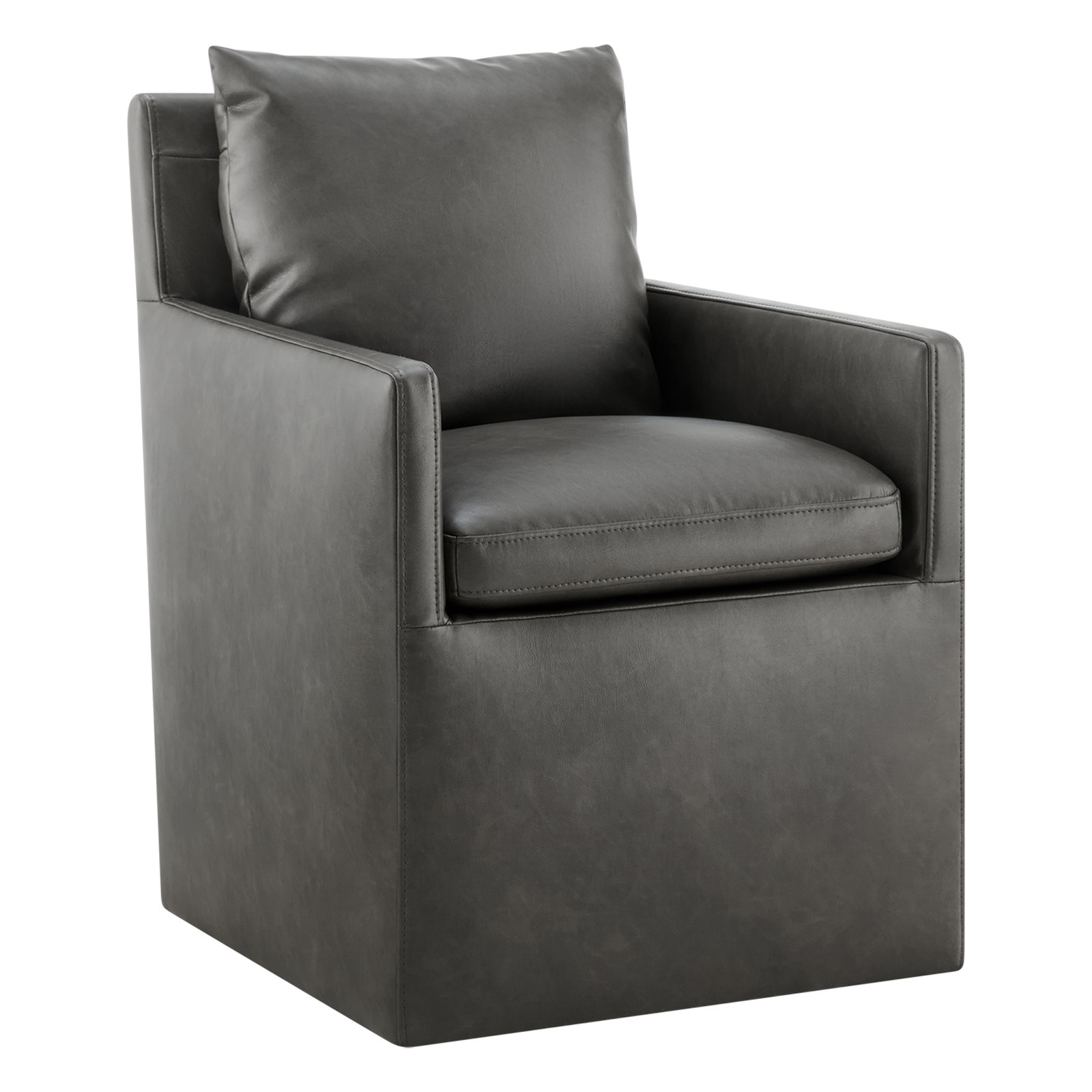 Alayaa Linen Armchair, Grey Faux Leather