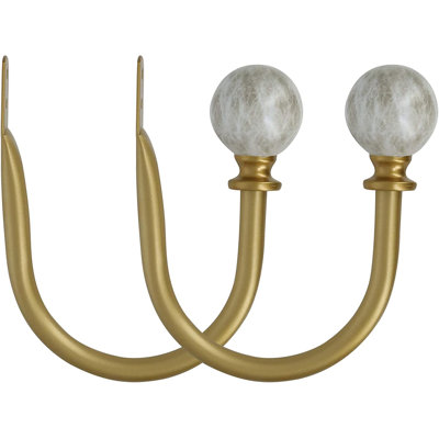 MERIVILLE Decorative Spanish White Marble Ball End Window Curtain Holdbacks (Set of 2)