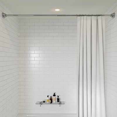 Stick N Lock Stainless Steel Adjustable Straight Tension Shower Curtain Rod