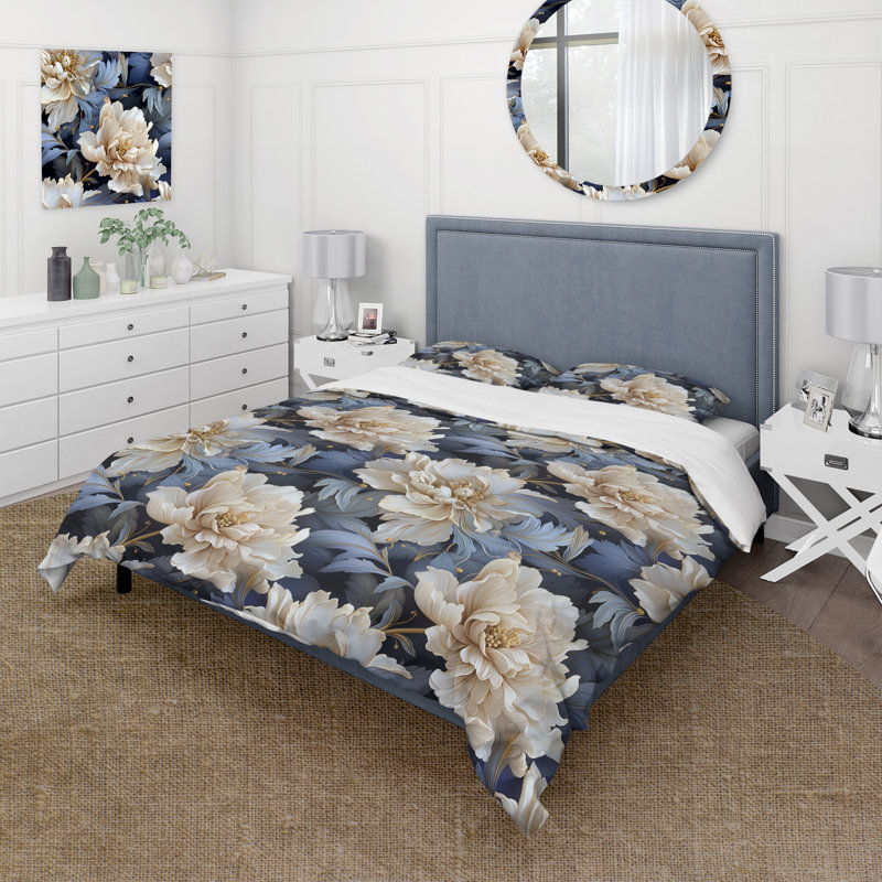 Ensemble de housse de couette Peony, Housse de couette simple + 1 taie décorative stan