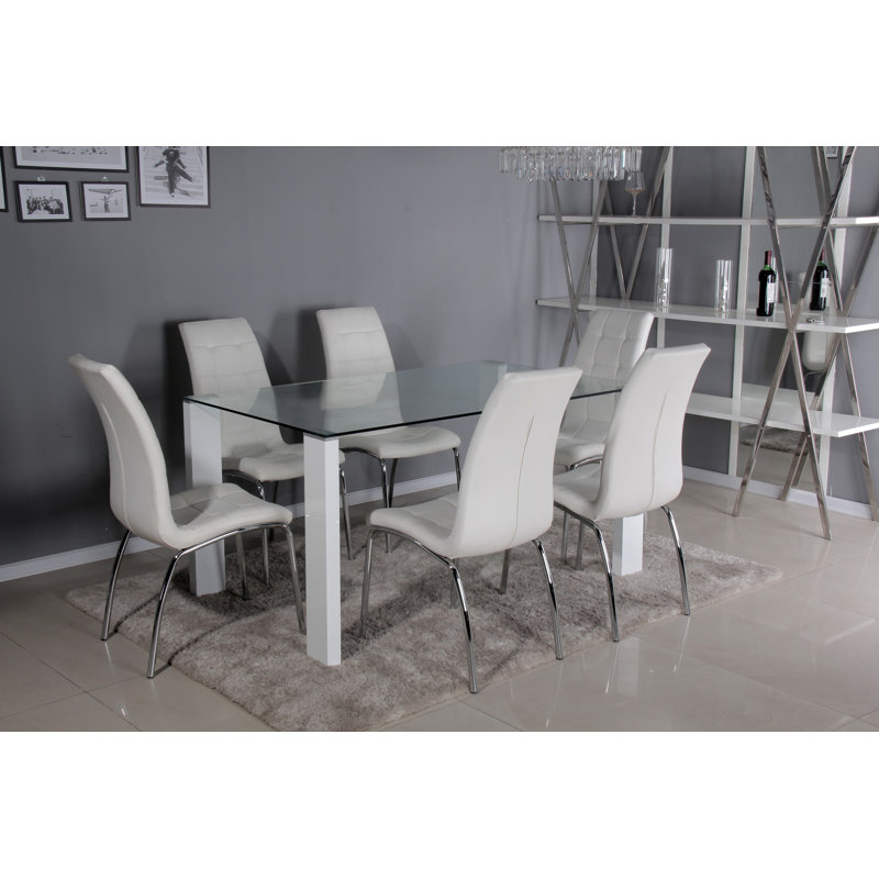 Mentone Glass Top Dining Table, H75 x L152 x W91cm